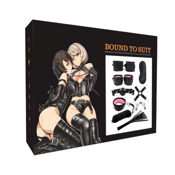 KIT BONDAGE NEGRO ROSADO 9 PZ